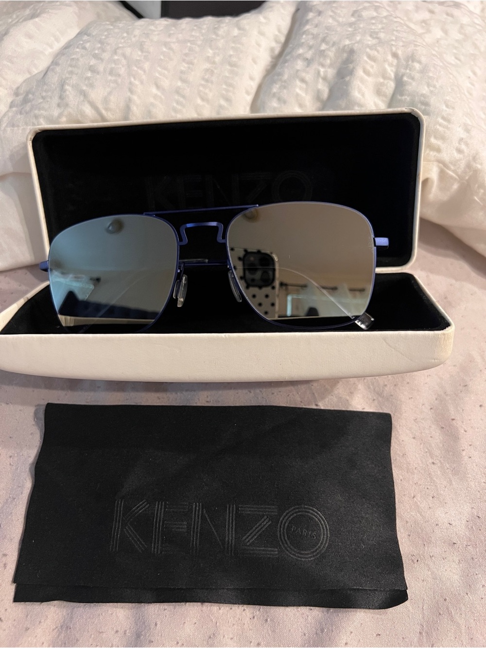 Kenzo Blue Aviator Sunglasses with Gradient Lenses